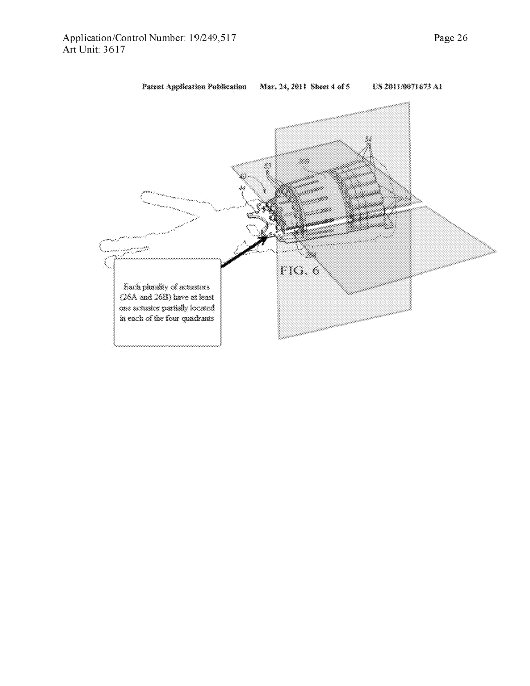 The examiner’s annotated comparison with Ihrke actuator packaging. July 2, 2026 action, printed page 26 / PDF page 27.
