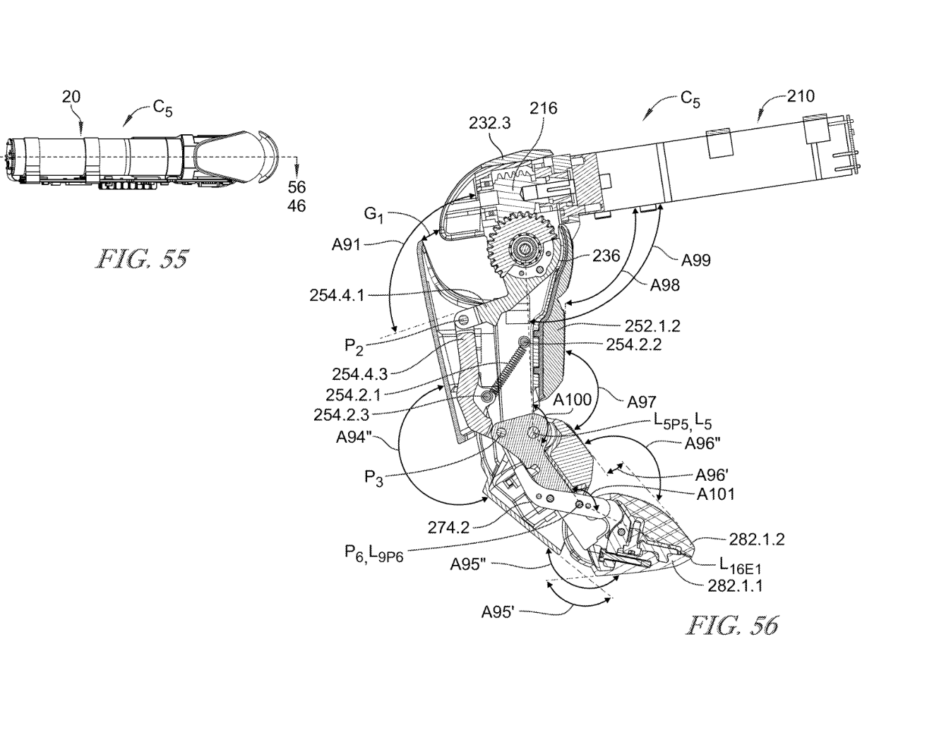 The thumb has its own packaging problem. Original finger-kinematics filing drawings, May 30, 2025, PDF page 34; an illustration from this filing, not proof of the separate thumb claims.
