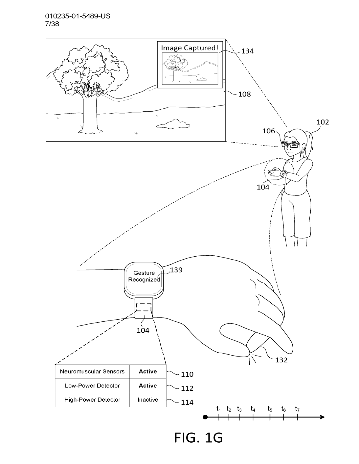 Image capture with the low-power detector active and the high-power detector inactive.
