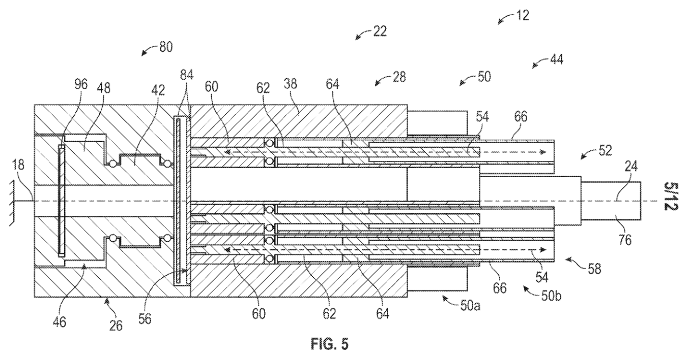 Tesla — rotary stage at left, linear actuators at right. Forearm Fig. 5, original publication PDF page 34; rotated 90° clockwise.