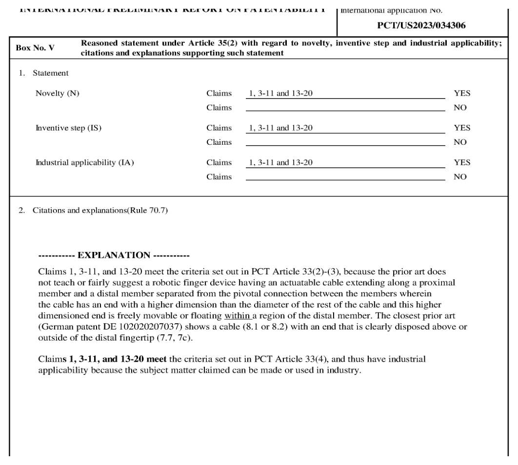 Tesla — the favorable October 3, 2024 Chapter II findings for the amended international claims. Original report PDF page 3. This is an international opinion, not a US grant.